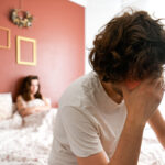 Handsome man disappointed himself that his girlfriend get disappointed because of a premature ejaculation and erectile problem