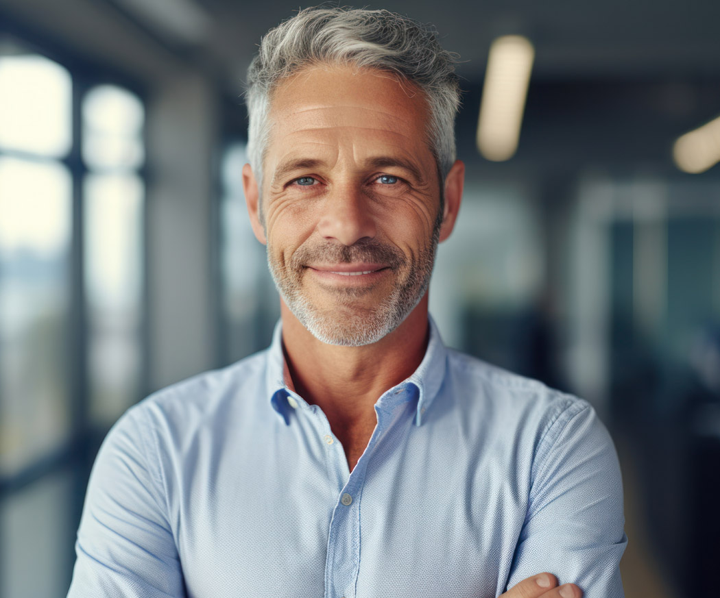 smiling older handsome man