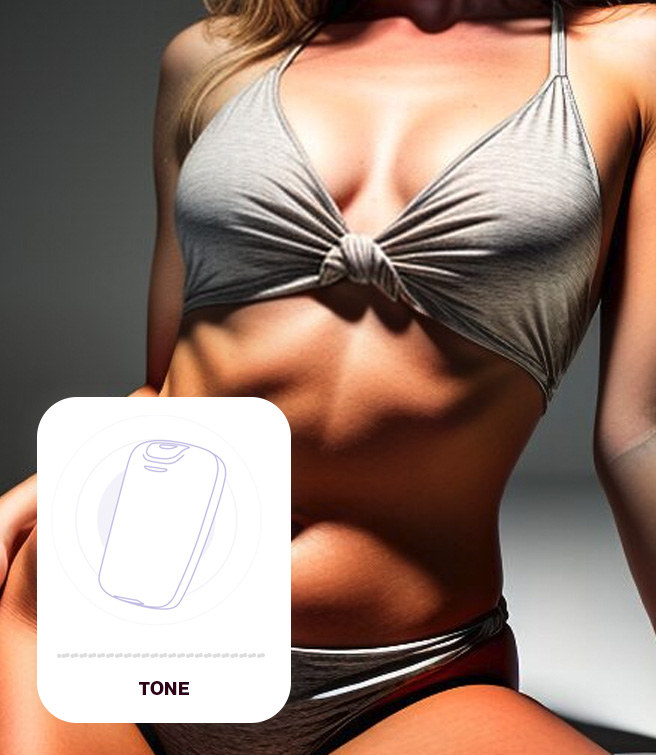 Female model showing off her body with Tone Device